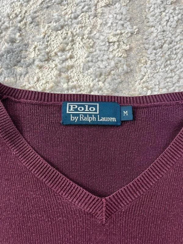 Suéter gola V vinho Polo Ralph Lauren tamanho M – photo 3